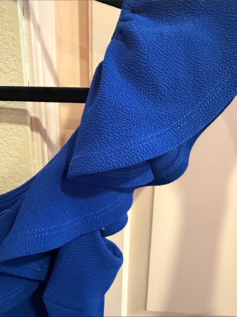 Crystal Doll Cobalt Blue double Ruffle Fit-and-Flare Mini Dress - Picture 5 of 10